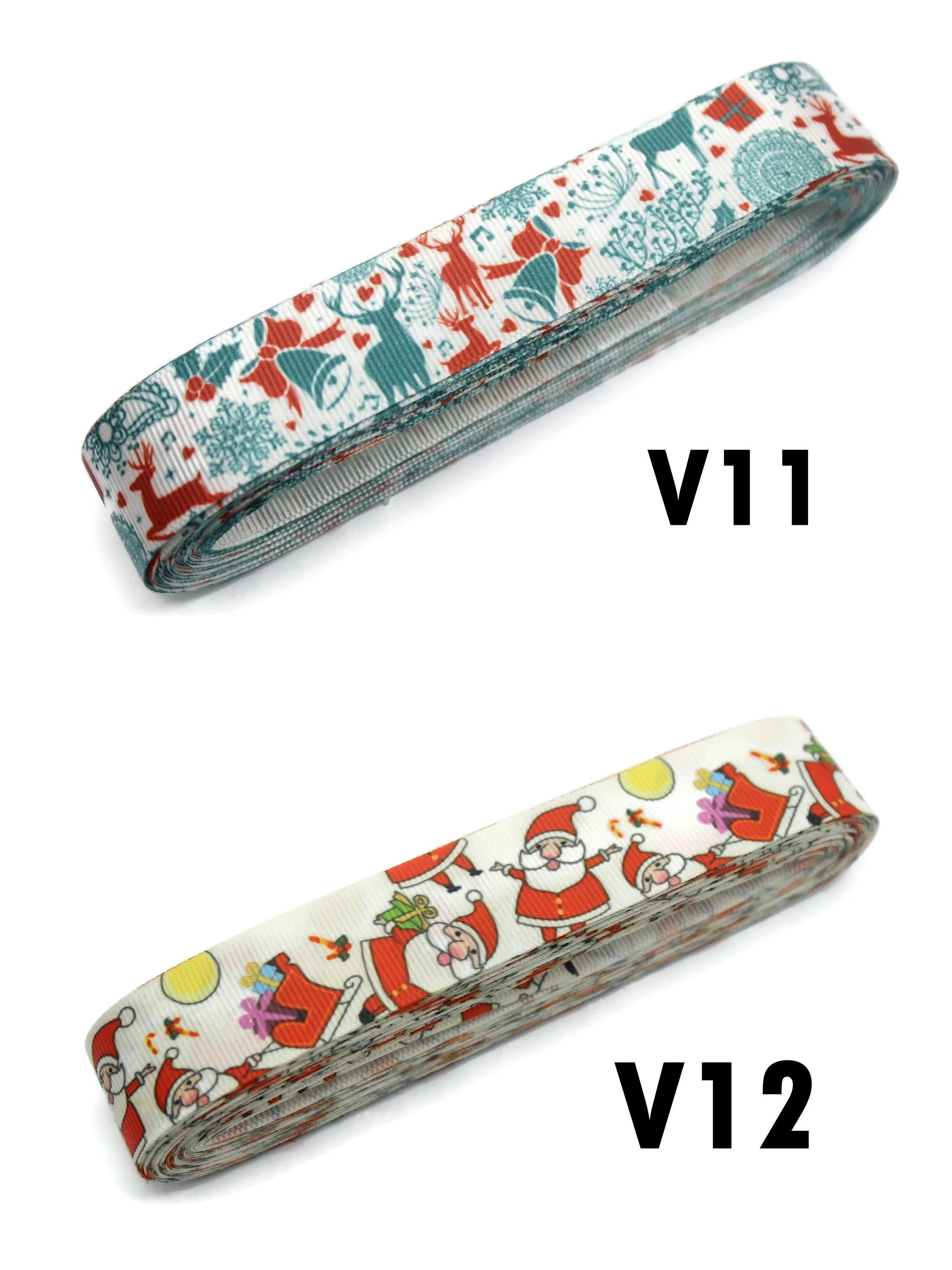 0.98 inch(25 mm) Christmas Grosgrain Ribbon - Wholesale Ribbon by the Yard, Solid Grosgrain Bows, Hair Bow, Hairbow Supplies CHRS