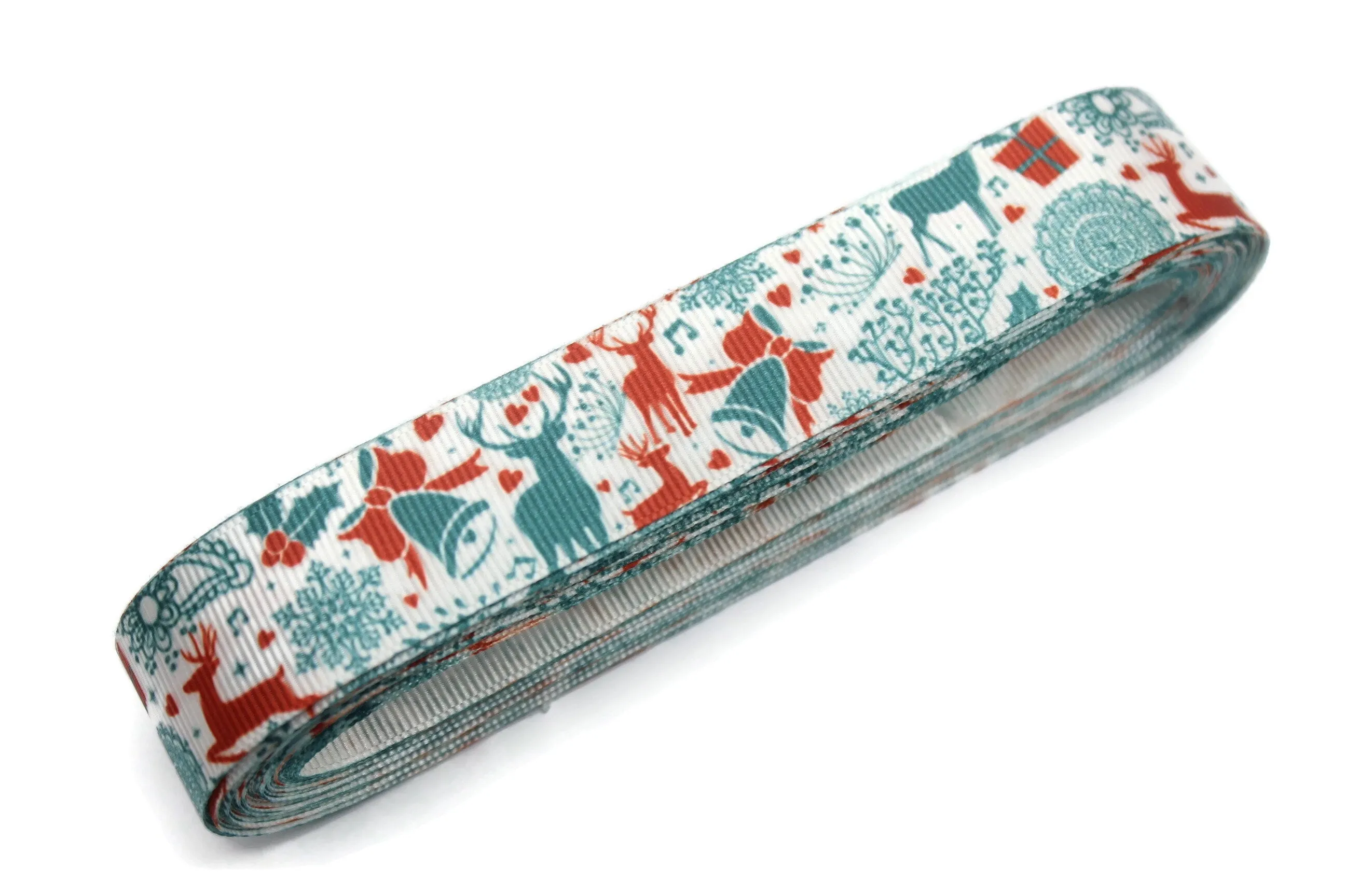 0.98 inch(25 mm) Christmas Grosgrain Ribbon - Wholesale Ribbon by the Yard, Solid Grosgrain Bows, Hair Bow, Hairbow Supplies CHRS
