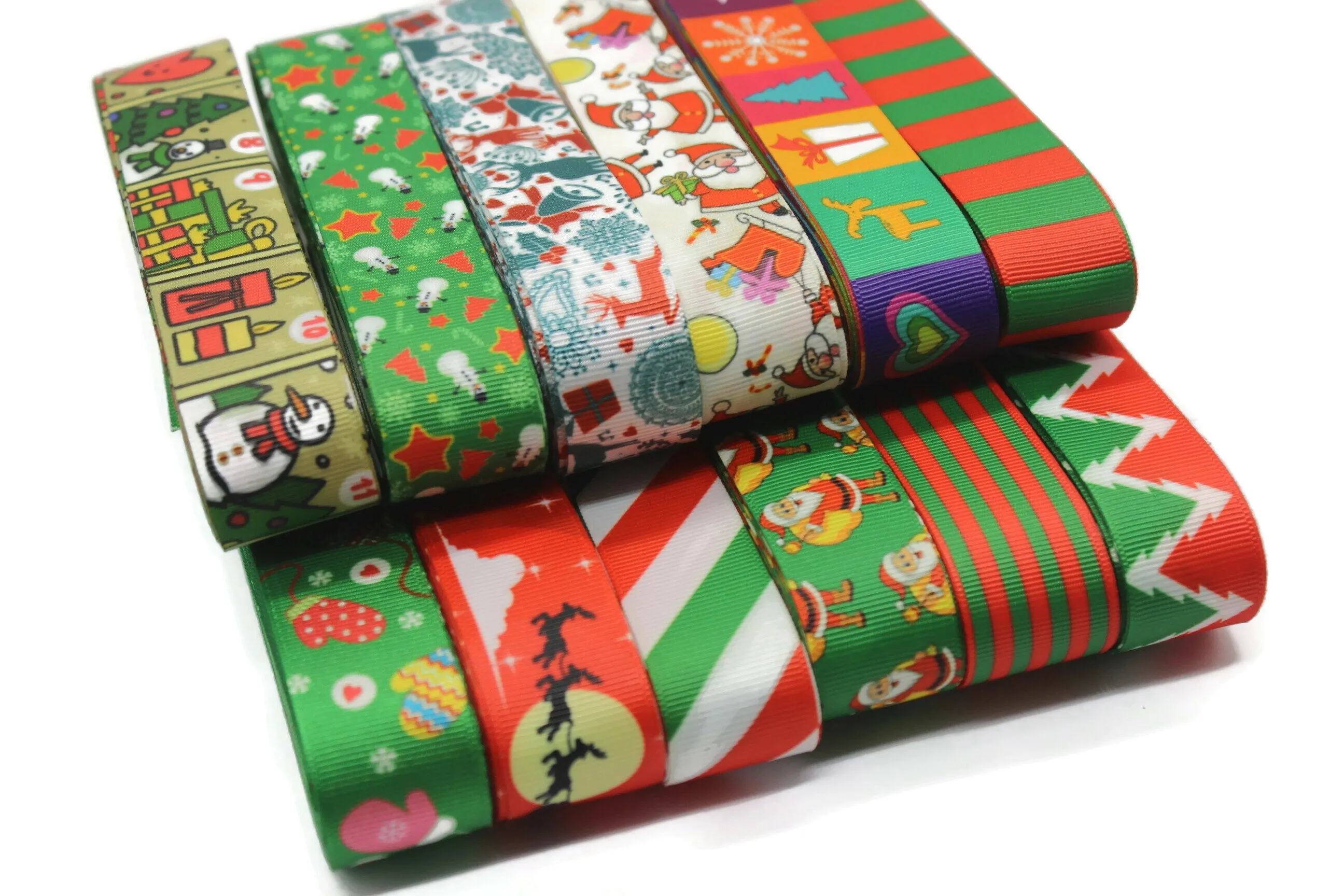 0.98 inch(25 mm) Christmas Grosgrain Ribbon - Wholesale Ribbon by the Yard, Solid Grosgrain Bows, Hair Bow, Hairbow Supplies CHRS