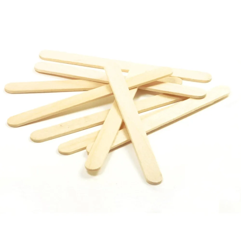 200 Pcs Natural Wood Popsicle Sticks Wooden Craft Wax Sticks 4-1/2 x 3/8 New !