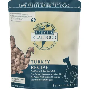 'BUNDLE DEAL FREE WIPES': Steve's Real Food Turkey Grain-Free Freeze-Dried Raw Food For Cats & Dogs 20oz