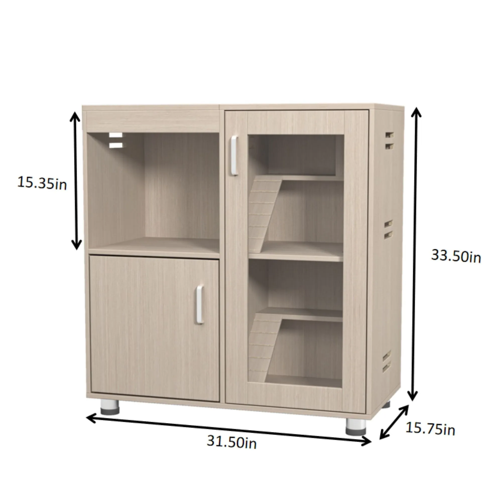 Couch.com Guinea Pig Cages, 4 Tier Hamster Cage Wood With Storage Cabinet, House For Rat Ch" illa, Openable Top, Acrylic Windows, Living World Deluxe Habitat X-Large Beige, with Storage by Couch.com