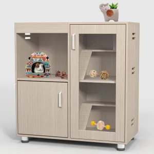 Couch.com Guinea Pig Cages, 4 Tier Hamster Cage Wood With Storage Cabinet, House For Rat Ch" illa, Openable Top, Acrylic Windows, Living World Deluxe Habitat X-Large Beige, with Storage by Couch.com