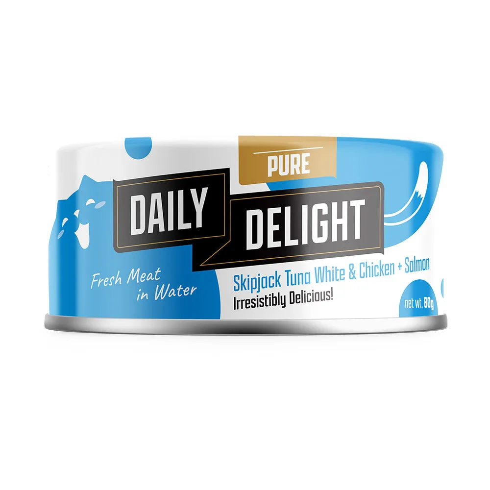 Daily Delight Pure Skipjack Tuna White & Chicken with Salmon Canned Cat Food 80g